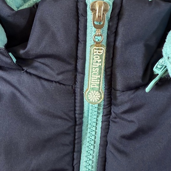 Kids Rothschild Puffer Jacket Navy Blue Aqua White Hooded Winter‎ Coat SIZE XL - Picture 3 of 8